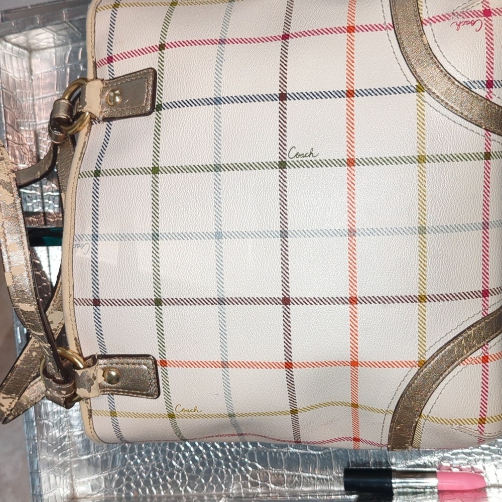 Coach Tattersall purse with Callouts Leather Needs Some Painting - Picture 6 of 12